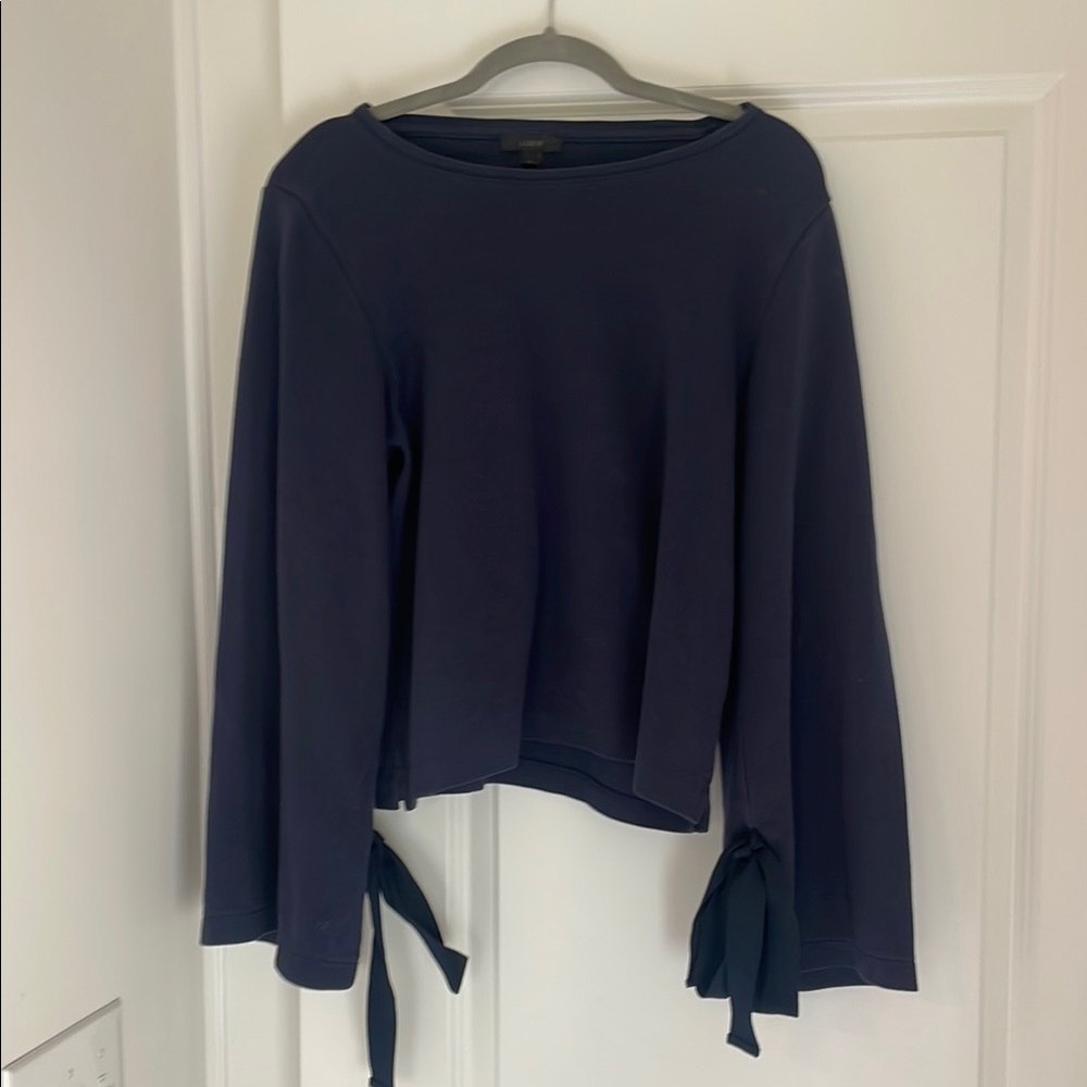 J. Crew Blue Tie Front Long Sleeve Sweatshirt